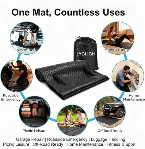 Upgraded Rolling Creeper Mat, 2.5Lbs Heavy-Duty Thick Reinforced | 4-Layer for Low Clearance, Foldable, Under Car Repair, Portable Storage Bag, Portable Mechanics Mat, Cool Gifts, 60"x28" in Saudi Arabia