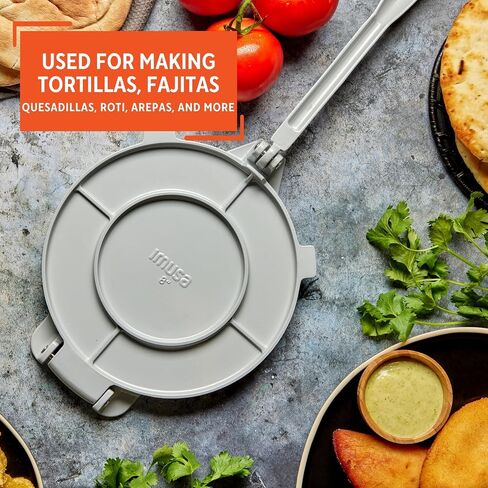 IMUSA USA MEXI-86005 6 بوصة عصارة تورتيلا ألومنيوم سهلة الاستخدام، فضي، رمادي | صانع روتي، مثالي للخبز المسطح محلي الصنع in Kuwait
