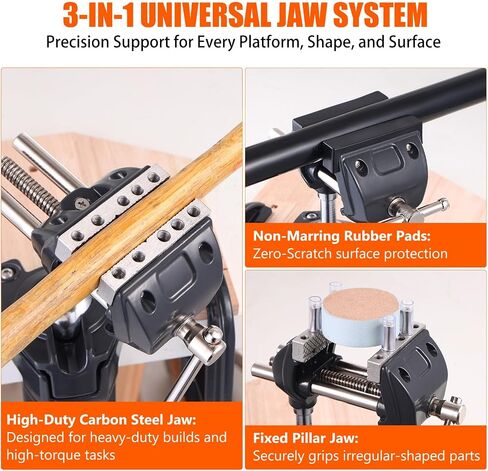 WarBull 360° Swivel Bench Gun Vise, No-Drill Mounting with Dual Table Clamp | High-Duty Carbon Steel Gun Vice, 3-in-1 Steel Jaws Table Vice for Workbench, Cleaning, Scope Mounting, Woodworking, Garage in Saudi Arabia