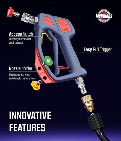 McKillans® Swivel Gun Pro - Swivel High Pressure Water Handle with 3/8" Male Plug and 1/4" Quick Connector Coupler - Power Washer Gun Compatible with Foam Cannon - Nozzle Tips Holder in Saudi Arabia
