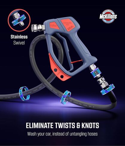 McKillans® Swivel Gun Pro - Swivel High Pressure Water Handle with 3/8" Male Plug and 1/4" Quick Connector Coupler - Power Washer Gun Compatible with Foam Cannon - Nozzle Tips Holder in Saudi Arabia
