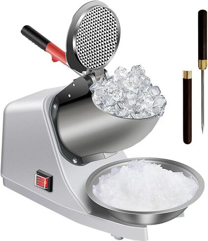 OKF Ice Shaver Prevent Splash Electric Three Blades Snow Cone Maker 380W Stainless Steel Shaved Ice Machine 286lbs/hr Home and Commercial Ice Crushers with Ice Pick (Silver) in Saudi Arabia