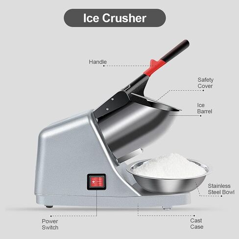 OKF Ice Shaver Prevent Splash Electric Three Blades Snow Cone Maker 380W Stainless Steel Shaved Ice Machine 286lbs/hr Home and Commercial Ice Crushers with Ice Pick (Silver) in Saudi Arabia