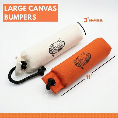 3" Canvas Dog Training Bumper – Retrieving Dummy for Retriever & Hunting Dog Training – Floating Water Dummy with Throw Rope – Orange & White in Kuwait