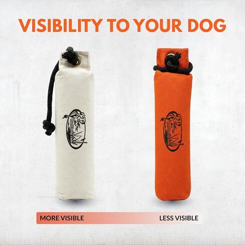 3" Canvas Dog Training Bumper – Retrieving Dummy for Retriever & Hunting Dog Training – Floating Water Dummy with Throw Rope – Orange & White in Kuwait