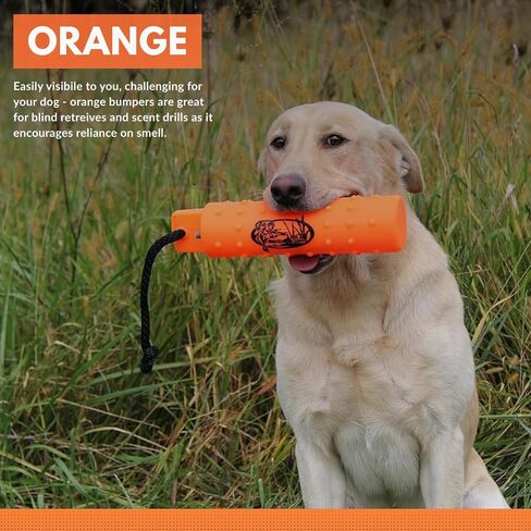 3" Canvas Dog Training Bumper – Retrieving Dummy for Retriever & Hunting Dog Training – Floating Water Dummy with Throw Rope – Orange & White in Kuwait