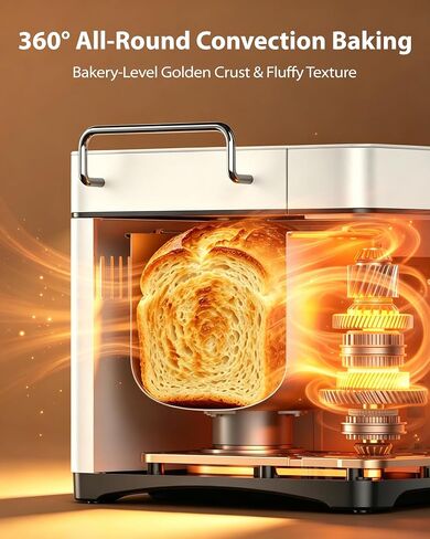 KBS 2.2LB Bread Maker, Automatic Bread Machine with Healthy Ceramic Nonstick Pan, Auto Nut Dispenser, 17-in-1 Programs for Gluten-Free & Sourdough, Touchscreen, 15H Delay Timer, White Stainless Steel in Saudi Arabia
