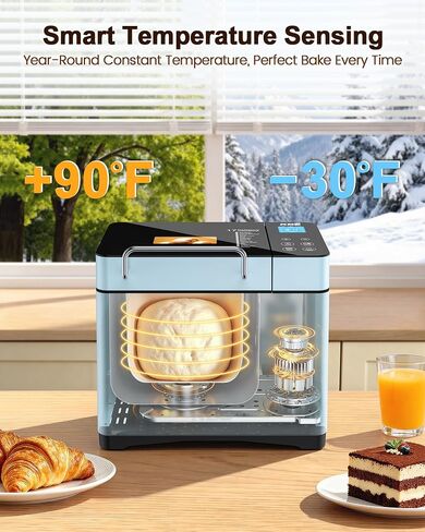 KBS Blue Bread Maker, 2.2LB Smart Bread Machine with Healthy Ceramic Pan, Touchscreen, Auto Nut Dispenser, 17 Automatic Programs, Gluten Free, Sourdough, Dough, Yogurt&Jam, 15H Timer, Stainless Steel in Saudi Arabia