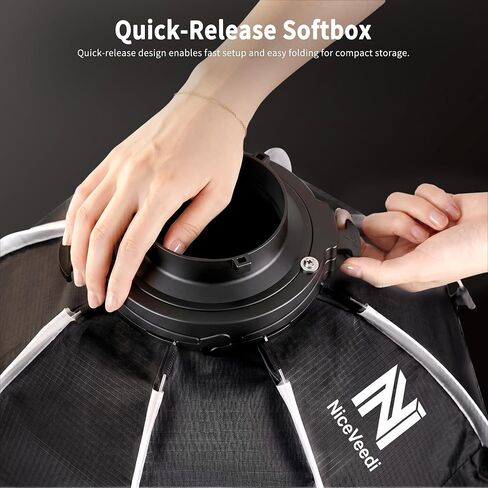 Niceveedi Softbox Lighting Kit, 2700-6500K LED Photography Lighting with 16.5" Quick-Release Softbox/Bowens Mount/Cooling System/Remote/Tripod, 90W Video Light for Video Recording/Streaming/Portraits in Saudi Arabia