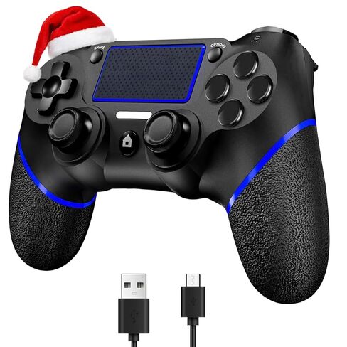SZDILONG Wireless Controller for Ps4 Controller/Pro/Slim/PC Windows, Black | Wireless Controller for Playstation 4, Six-axis Motion Control/Stereo Headphone Jack/Touchpad/Charging Cable, Blue Black in Saudi Arabia