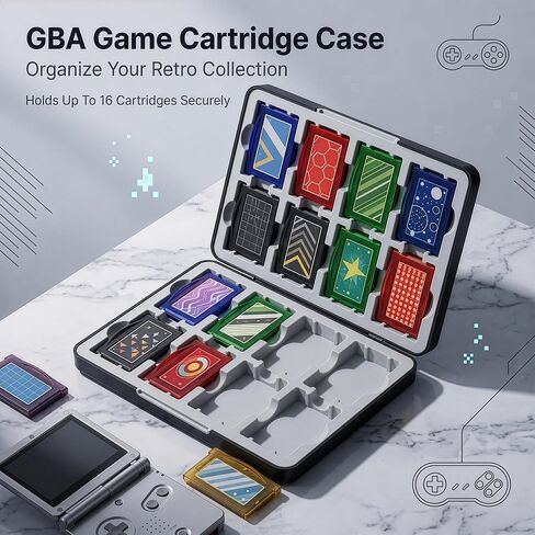GBA Cartridge Case Holds 16 Cartridges for Game Boy Advance Cartridges, Magnetic Game Storage Card Case with Soft Silicone Slots for GBA, Portable Travel Organizer Storage Box for GBA Collectors in Saudi Arabia