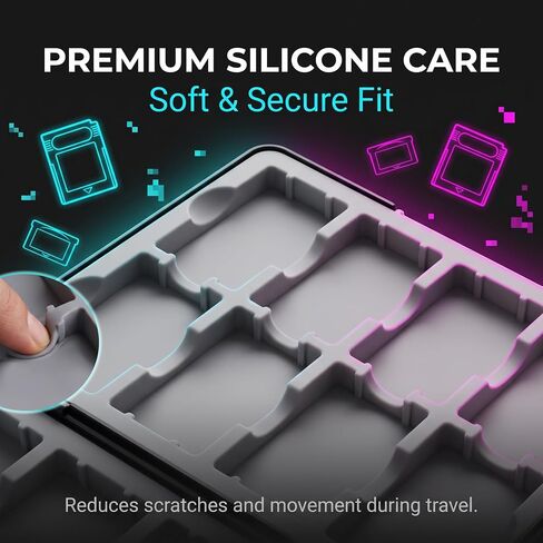 GBA Cartridge Case Holds 16 Cartridges for Game Boy Advance Cartridges, Magnetic Game Storage Card Case with Soft Silicone Slots for GBA, Portable Travel Organizer Storage Box for GBA Collectors in Saudi Arabia