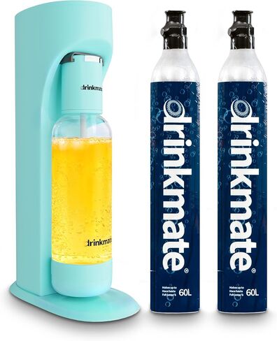 Drinkmate OmniFizz Sparkling Water Maker & Soda Streaming Machine | Carbonates Any Drink | VALUE KIT | Includes Two 60L CO2 Cartridges + One BPA-Free Bottle (Royal Red) in Saudi Arabia