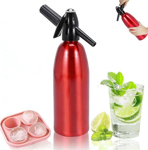 Soda Siphon,1L Carbonated Soda Maker Portable Sparkling Water Machine | Soda Maker for Home & Outdoor, Aluminium Soda Water Machine for Cocktails DIY Drinks,Use 8 gram CO2 Cartridges (Not Included) in Kuwait