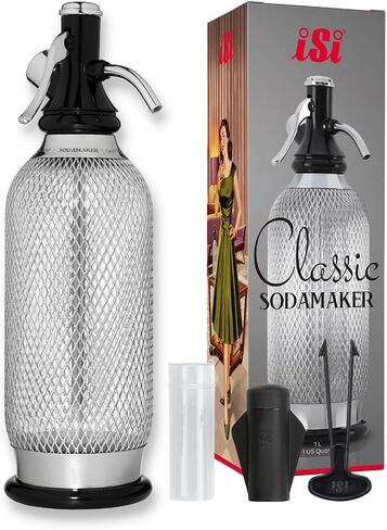 iSi North America Soda Siphon Classic Mesh Sodamaker for Making Carbonating Beverages, 1 Quart, Stainless Steel,Silver in Saudi Arabia
