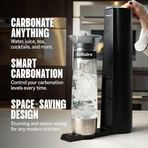 The Fritaire Fizze Soda Maker Machine, Premium OmniFizz Sparkling Water Maker, Seltzer & More, Soda Stream Machine for Home, Water Carbonator, Fizz Infuser (CO2 Cylinder Not Included), Black in Saudi Arabia