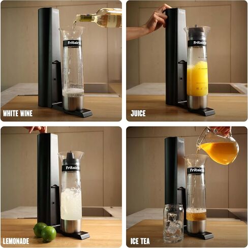 The Fritaire Fizze Soda Maker Machine, Premium OmniFizz Sparkling Water Maker, Seltzer & More, Soda Stream Machine for Home, Water Carbonator, Fizz Infuser (CO2 Cylinder Not Included), Black in Saudi Arabia