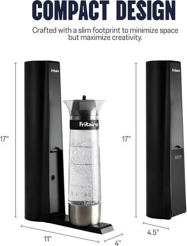 The Fritaire Fizze Soda Maker Machine, Premium OmniFizz Sparkling Water Maker, Seltzer & More, Soda Stream Machine for Home, Water Carbonator, Fizz Infuser (CO2 Cylinder Not Included), Black in Saudi Arabia