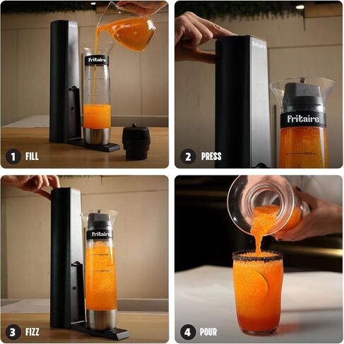 The Fritaire Fizze Soda Maker Machine, Premium OmniFizz Sparkling Water Maker, Seltzer & More, Soda Stream Machine for Home, Water Carbonator, Fizz Infuser (CO2 Cylinder Not Included), Black in Saudi Arabia