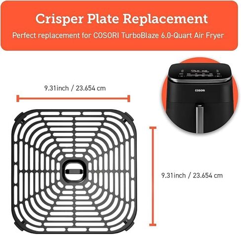 Cosori Crisper Tray for TurboBlaze DC601 Air Fryer, Ceramic Coating | Original Crisper Plate, CAF-DC601, Ceramic Coating, Dishwasher-Safe, Genuine Part, Replacement Accessory in Saudi Arabia