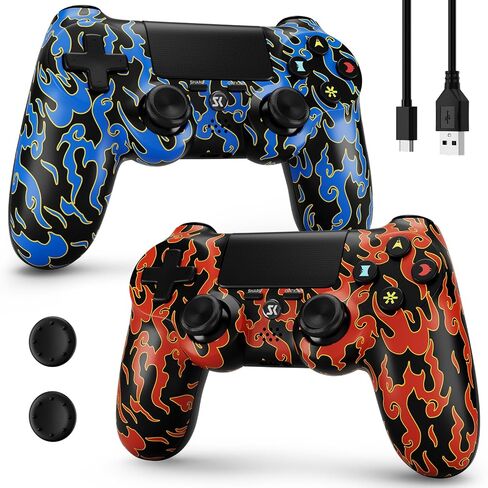 Kujian Wireless Controller for PS4, 2 Pack Controller Compatible with Playstation 4/Pro/Slim/PC Remote Control, Double Vibration, Touch Pad, Six-axis Motion Sensor, Stereo Headphone Jack(Blue & Red) in Saudi Arabia