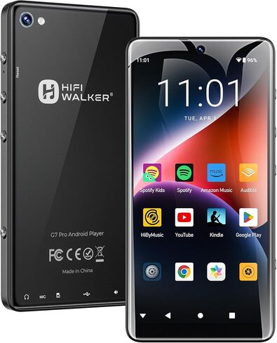 HIFI WALKER G7 Pro Android 13 MP3 Player with Spotify, 5.2" HD Touchscreen Portable Media Player with WiFi Bluetooth, Dual Camera, Speaker, Google Play, Expandable Storage for Kids & Adults (164GB) in Kuwait