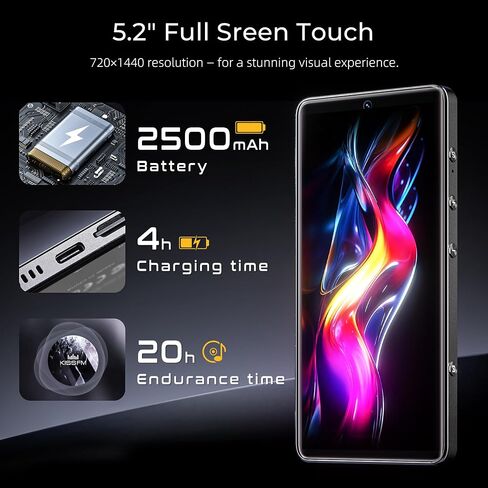 HIFI WALKER G7 Pro Android 13 MP3 Player with Spotify, 5.2" HD Touchscreen Portable Media Player with WiFi Bluetooth, Dual Camera, Speaker, Google Play, Expandable Storage for Kids & Adults (164GB) in Kuwait
