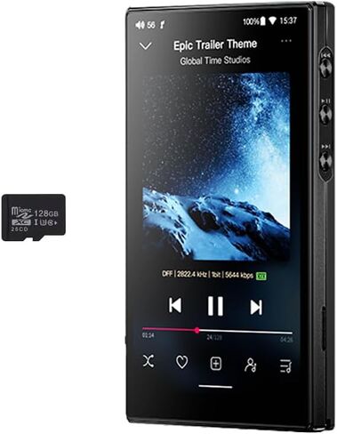 160G MP3 Player, JadeAudio/FiiO JM21(3+32G) Android 13 Hi-Res Music Player with Snapdragon 680, Bluetooth WiFi USB DAC 12.5H Playtime, up to 2TB (Black with 128G SD Card) in Saudi Arabia