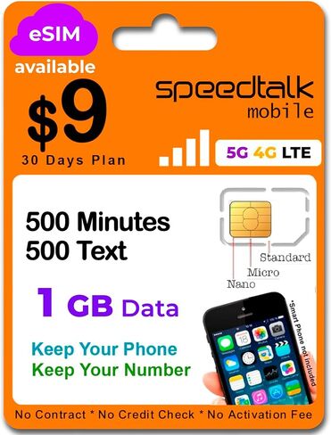 Pre-Paid eSIM and SIM Card Starter Kit – No Contract Wireless $22mo Talk Text Data Unlimited Plans - Cellphone 5G 4G LTE Apple iPhone, Android Smart Phones in Saudi Arabia