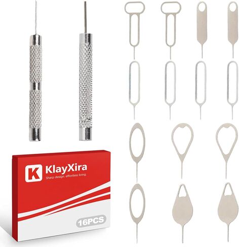 16 Pack SIM Card Removal Tool Kit, Universal SIM Ejector Pin and SD Card Tray Opener Key for All Cell Phones and Tablets, Durable Stainless Steel Phone Pin with Keychain Holder in Saudi Arabia