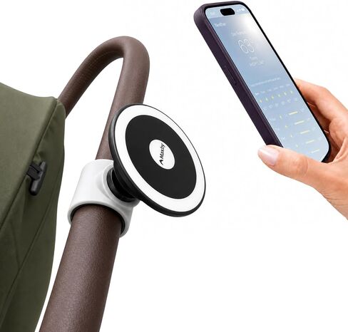 Stroller Phone Holder, MagSafe Compatible Expandable Clamp, 360 Adjustable | Secure clamp fits most handles; magnetic ring included for Samsung, Android and non-MagSafe cases; carts, wagons and travel in Saudi Arabia
