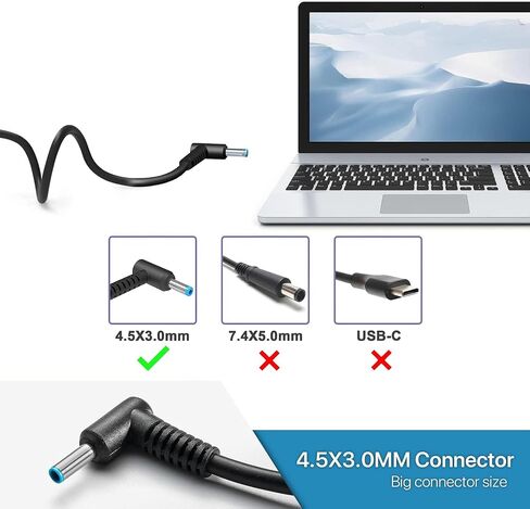 65W AC Charger Compatible with HP ProBook 450 G5 G6 G7 G8 G9 G10 ProBook 470 430 G8 440 445 640 650 G2 G3 G4 G5 G6 EliteBook L25298-001 L25298-003 TPN-LA16 19.5V 3.33A Laptop Power Supply Adapter in Kuwait