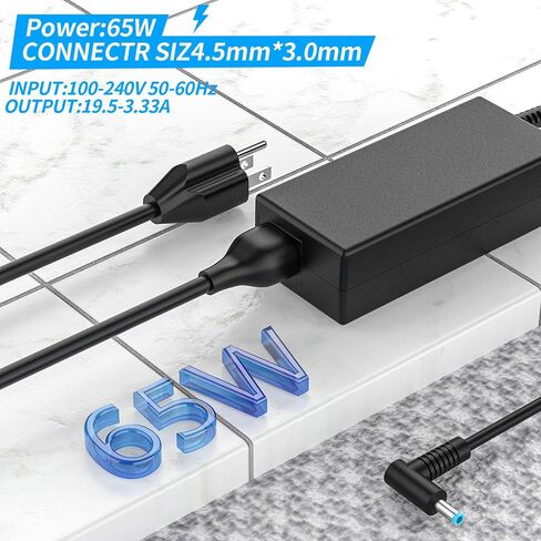 65W AC Charger Compatible with HP ProBook 450 G5 G6 G7 G8 G9 G10 ProBook 470 430 G8 440 445 640 650 G2 G3 G4 G5 G6 EliteBook L25298-001 L25298-003 TPN-LA16 19.5V 3.33A Laptop Power Supply Adapter in Kuwait