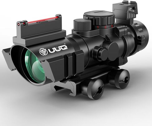 UUQ Prism 4x32 Red/Green/Blue Triple Illuminated Rapid Range Reticle Rifle Scope W/Top Fiber Optic Sight and Weaver Slots in Saudi Arabia