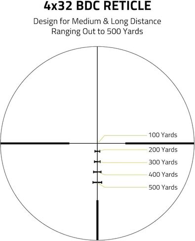 Compact Rifle Scope 4x32, for Crossbow Scope, with BDC Reticle, Ideal for Medium to Long-Range Hunting up to 500 Yards in Saudi Arabia