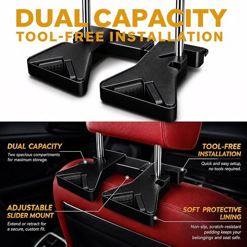 Seat Back Gun Rack, Gun Organizer Holder for Truck SUV Car | Black,Adjustable,Heavy-Duty ABS Vehicle Gun Sling Organizer for Hunting Gear, Scratch-Free Rubber Grip in Saudi Arabia