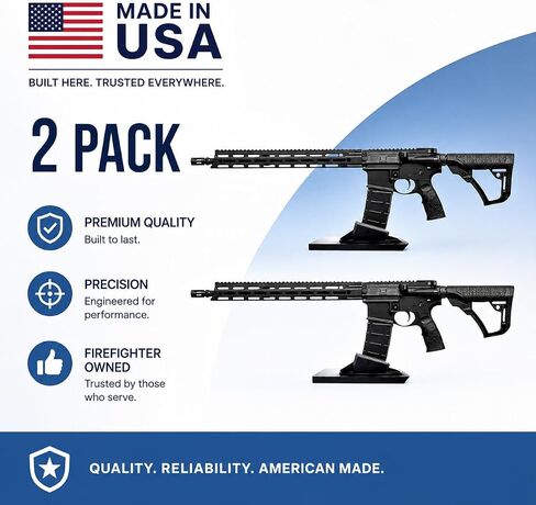 Gun Stand & Magazine Holder Compatible with AR15, M4, M16 & SA-80 | Durable Gun Safe Organizer | Stable Handgun & Rifle Rack | Made in USA | 2-Pack in Saudi Arabia