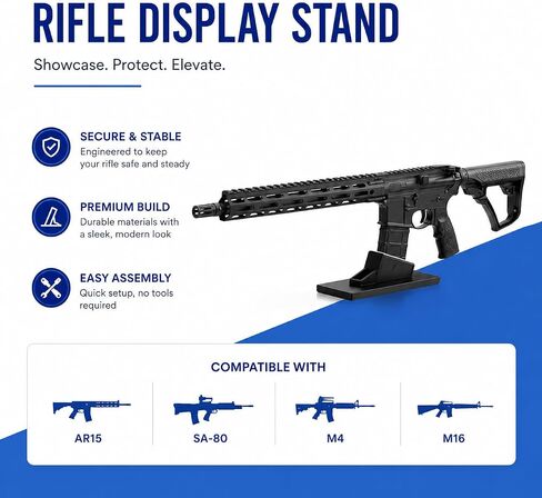 Gun Stand & Magazine Holder Compatible with AR15, M4, M16 & SA-80 | Durable Gun Safe Organizer | Stable Handgun & Rifle Rack | Made in USA | 2-Pack in Saudi Arabia