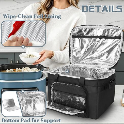 Carrying Bag for Ninja MC2001 PossibleCooker PRO Plus 8.5-Qt | Insulated multicooker carrier with shoulder strap, PE base board, PVC pockets and quilted design for kitchen travel, bag only in Saudi Arabia