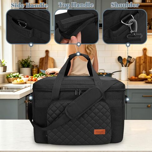 Carrying Bag for Ninja MC2001 PossibleCooker PRO Plus 8.5-Qt | Insulated multicooker carrier with shoulder strap, PE base board, PVC pockets and quilted design for kitchen travel, bag only in Saudi Arabia