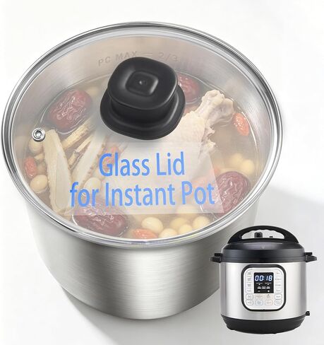 Lid for Instant Pot 6 QT & 5QT, 9.4IN Glass Pot Cover for Instapot 6 Quart | Tempered Glass, Heat Resistant Handle, Reusable glass Lids for Bowl and Food Cover, Lid Replacement Accessory for Instant Pot in Kuwait