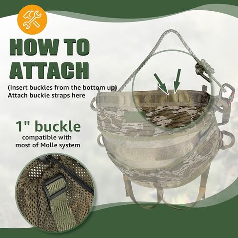 Dump Pouch for Saddle Hunting ROS Setup, MOLLE Compatible Mesh Storage Bag for Ring of Steps, Tether, Lineman's Belt & Hunting Accessories – Durable & Lightweight Gear Organizer in Kuwait