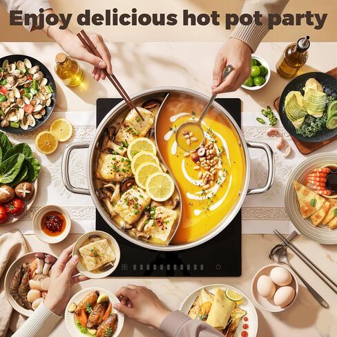 TOPWIT 5.5QT Double-flavor Shabu Shabu Pot, Hot Pot with Divider | 3-Ply Construction, 316 Stainless Steel, 11″ Dual Side Pot for Cooking, Hotpot for Induction/Gas/Ceramic Cooktop, Hot Burner in Kuwait