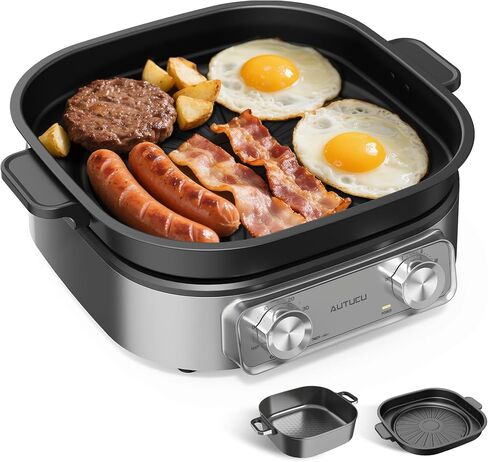 6-Quart Electric Skillet, Hot Pot | Non-Stick PFOA-Free Ceramic-Coated Pot, 1600W, Timer & 3 Power Settings for Steak, Egg, Ramen, Nonstick Pot in Saudi Arabia