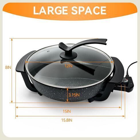 electric hot pot - 6L divided pot S Shape Separator No Mix Taste Stepless Temp Adjust Even Heating Diamond Non Stick Safe Alloy Portable chinese hot pot for Daily Cook Party Present Black in Saudi Arabia