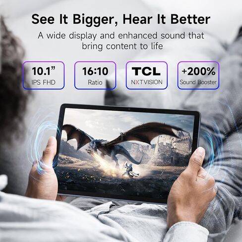 TCL TAB 10 Gen 4 Android Tablet, 10.1" FHD Display, 4+128GB | Octa-core CPU, 6000mAh Battery, Android 15, Wi-Fi, Dual Speakers, Metal Body, Tablet for Students, Young Adults & Families in Saudi Arabia