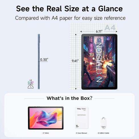TCL TAB 10 Gen 4 Android Tablet, 10.1" FHD Display, 4+128GB | Octa-core CPU, 6000mAh Battery, Android 15, Wi-Fi, Dual Speakers, Metal Body, Tablet for Students, Young Adults & Families in Saudi Arabia