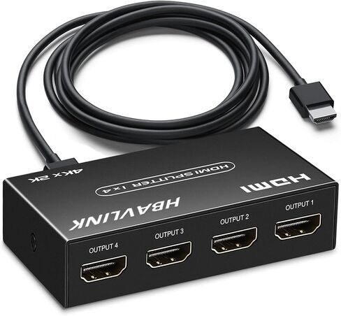 HDMI Splitter 1 in 2 Out 60Hz - HDCP Bypass 2.3, HDR, Dolby/DTS 5.1/7.1 - Compatible with Firestick 4k Max, PS3/PS5 & Elgato HD60s/x/Pro, Apple TV 4K, Retrotink, Roku Stick, NOT for Phone in Saudi Arabia
