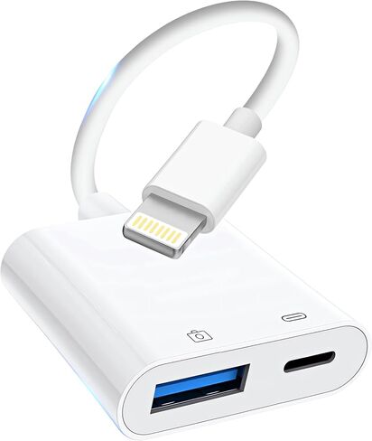 محول لايتنينج إلى كاميرا USB، محول USB 3.0 أنثى إلى iPhone iPad | [معتمد من Apple MFi] محول USB A إلى Lightning مع منفذ شحن، كابل محول التوصيل والتشغيل OTG للوحة مفاتيح محركات الأقراص المحمولة in Kuwait
