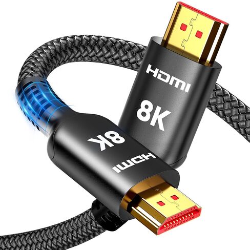 Highwings Long HDMI Cable 20 FT, 10K 8K Ultra HD High Speed 2.1 HDMI 48Gbps | Braided HDMI Cord-4K@120Hz 8K@60Hz, DTS:X, HDCP 2.2&2.3,eARC, HDR 10 Compatible with DVD Player/PS5/HDTV/Blu-ray in Saudi Arabia